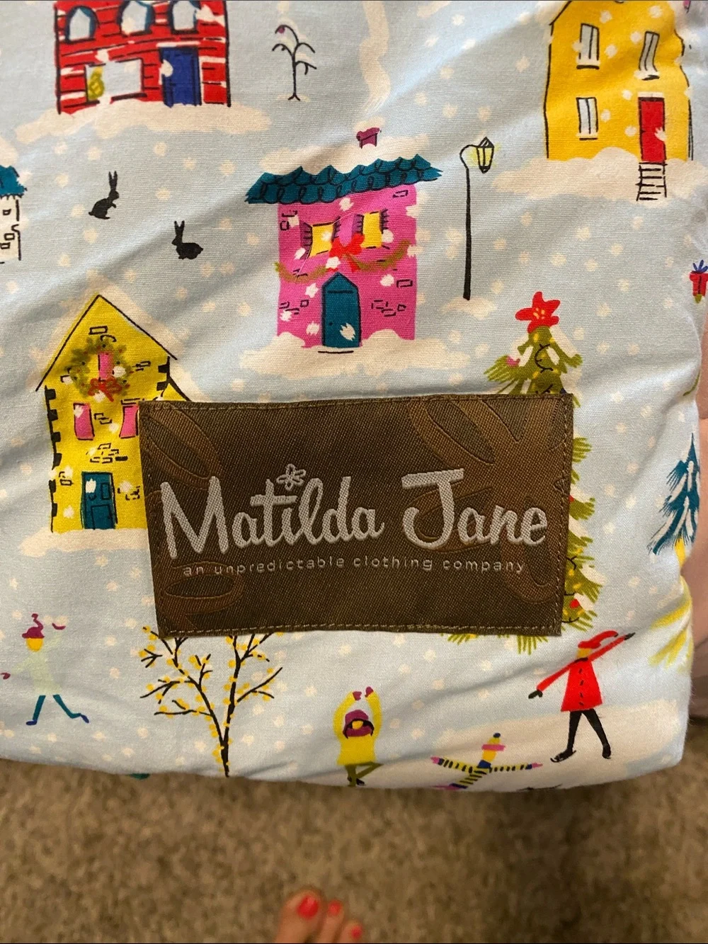 Matilda Jane Light Blue Holiday Village Quilted Sleeping Bag
